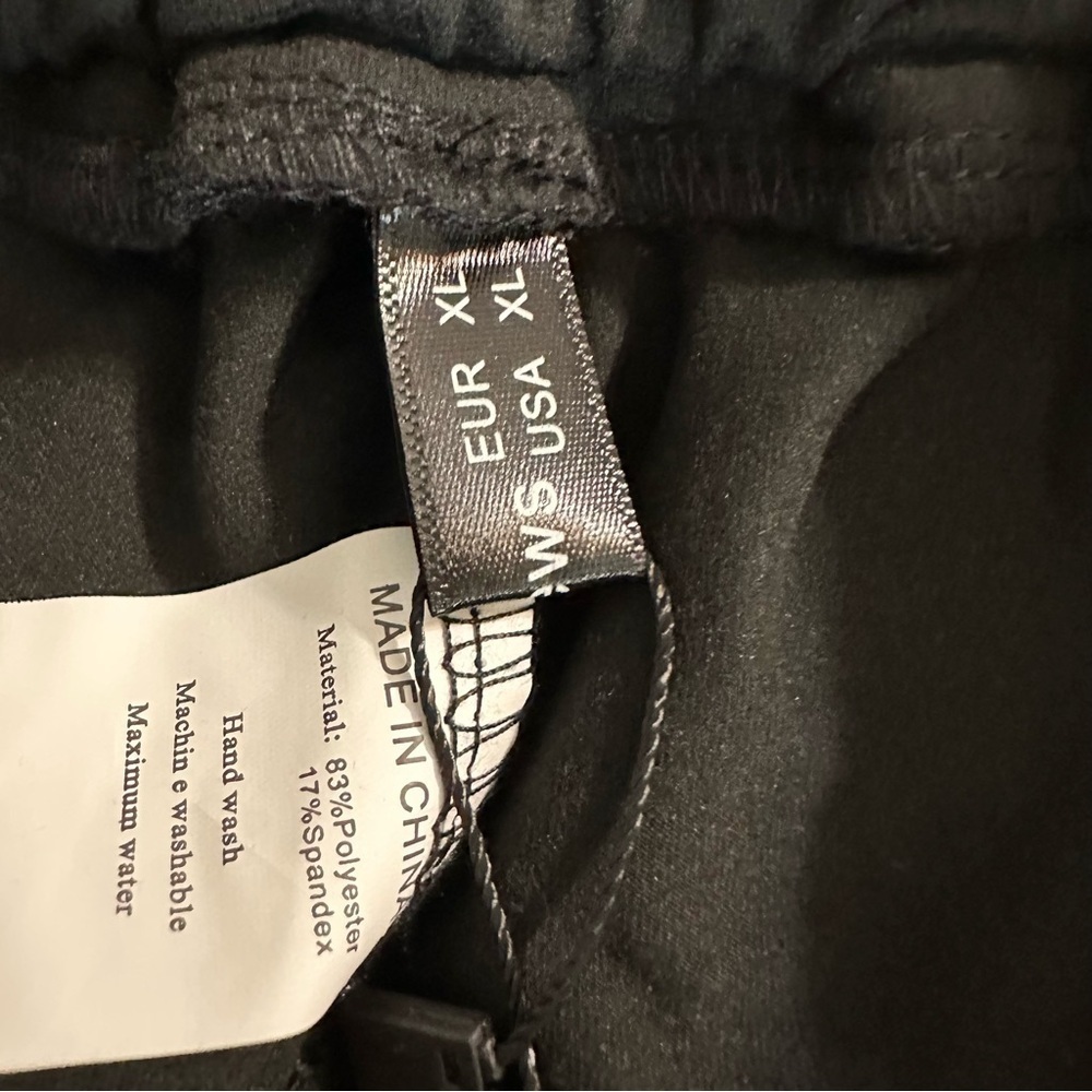 Black Track Pants with Elastic Waistband and Drawstring - Picture 4 of 5